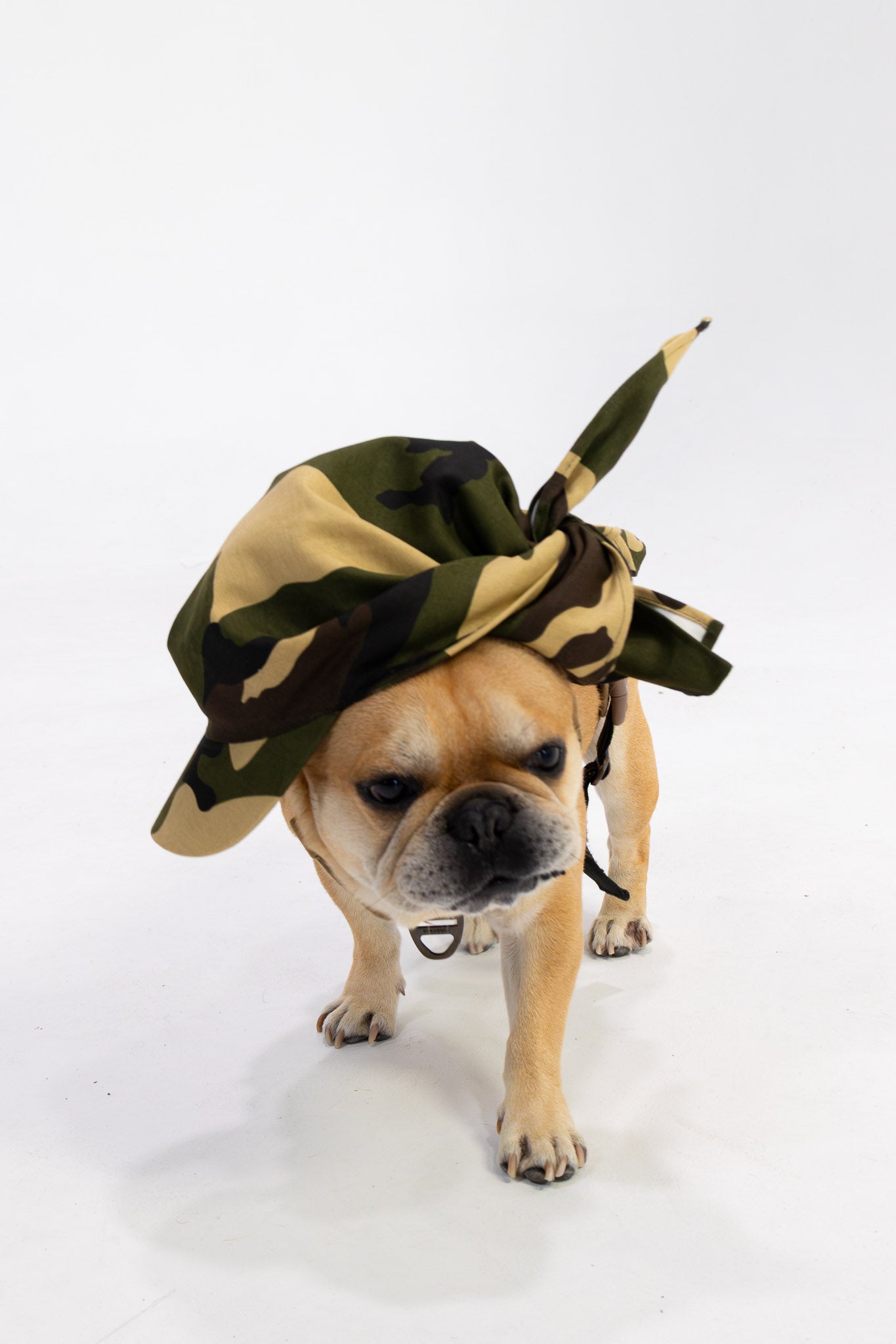Camo tie hat with long straps streetwear cap